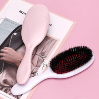 Brosse à cheveux ovale blanche rose personnalisée 100% poils de sanglier style plastique fait à la main avec emballage de logo personnalisé brosses à cheveux à la mode