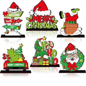 Decoraciones navideñas en stock, centros de mesa de madera para comedor, bandejas escalonadas, adornos y decoraciones para mesa. - Product Image 1