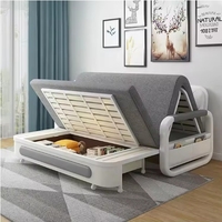 Sofá cama plegable inflable moderno con tapicería de tela y marco metálico de almacenamiento para uso en apartamentos, hoteles o salas de estar