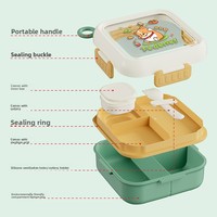 Boîte à lunch isotherme à double compartiment en plastique scellé de qualité alimentaire pour étudiants et employés de bureau, compatible micro-ondes