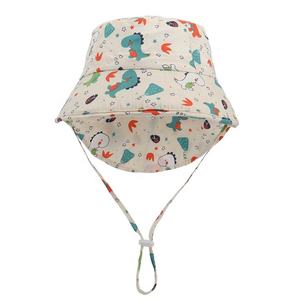 Yaz bebek bebek çocuk erkek kız çiçekler Dino Flamingo baskılı rüzgar geçirmez boyun koruma açık hava şapkası - Product Image 1