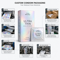 Caja de Embalaje para Condones con Purpurina Holográfica Personalizada, Hecha con Materiales Reciclados, Envoltura de Papel de Aluminio, Logotipo Personalizado, Caja de Condones de Látex Natural Ultrafina