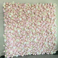 Panel Bunga Dinding Buatan Tangan NI Warna Pink, Latar Belakang Bunga Mawar Sutra Mewah dan Peony untuk Dekorasi Panggung Acara Pesta Pernikahan
