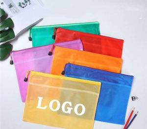 Tear-Resistant Waterproof Transparent Durable PVC Mesh Zipper Pouch Document <b>Bag</b> Zipper File <b>Bag</b> for Office Supplies - Product Image 2