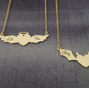 Moda 18K chapado en oro Big Sis <span class=keywords><strong>Lil</strong></span> Sis collar delicado impermeable y alto pulido joyería Regalo De hermana a hermana - Product Image 5