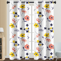 Rideaux de style campagnard français à fleurs colorées, rideaux de fenêtre filtrant la lumière, style botanique, œillets en haut, 2 panneaux pour salons