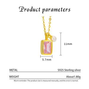 Collier en forme de petit cube de sucre incrusté de diamants pour femmes, en argent sterling S925, luxe léger, pendentif en perle naturelle haut de gamme, clavicule - Product Image 2