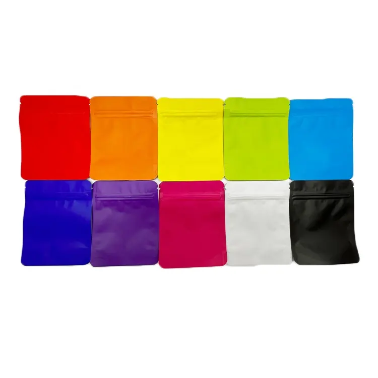 Wholesale 3.5g Matte Stand up Pouch Colorful Smell Proof Coffee Packaging Bags PET/LDPE Mylar Plastic Zipper Pouches