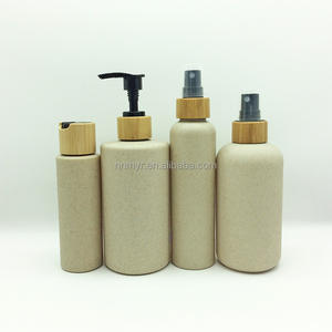 Bouteille de gel douche biodégradable en paille de blé naturelle et respectueuse de l'environnement 13oz 17oz Bouteille d'huile capillaire Sérigraphie. - Product Image 4