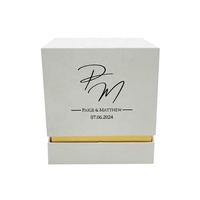 Boîte à bougies blanche de luxe Boîte à bougies cadeau d'emballage en mousse EVA avec logo en feuille noire personnalisée avec col en or