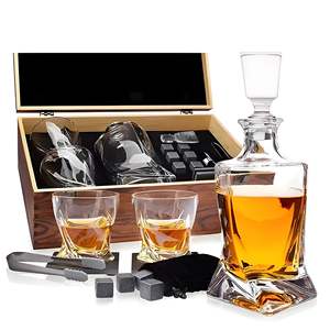 Wholesale Custom Logo Crystal <strong>Whisky</strong> Glasses Transparent Cup Whiskey Rocks Wooden Box One Stop <strong>Service</strong> for Drinking Stone Set - Product Image 1