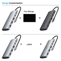 Nuevo convertidor Usb 8 en 1 personalizado de concentrador tipo C con red 4K USB 3,1/3,2 Gen2 Sd Tf estación de acoplamiento Pd Fast Otg lector de tarjetas Hub