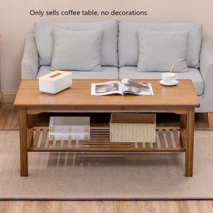 <b>Bamboo</b> Coffee <b>Table</b> 120x60x50cm Double Storage Living Room Sofa <b>Table</b> With Shelf - Product Image 3