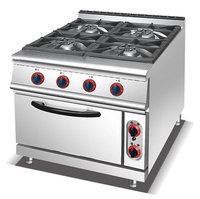 Stainless Steel 4 burner Gas Stove with Oven for Commercial Restaurant Equipment and Food Processing Commercial Kitchen