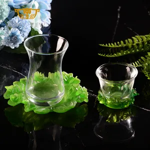 热销斋月卡里姆花卉配件可定制阿拉伯流行茶咖啡杯茶碟节日礼品套装