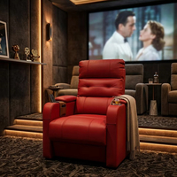 Asiento Reclinable Ergonómico y Moderno para Cine Comercial, Sofá Individual para Cine VIP, Esponja de Alta Densidad, Cuero PU