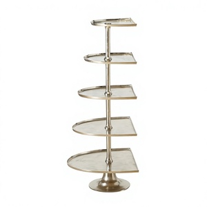 Grand présentoir de rangement et de service à fruits en aluminium argenté, de forme octogonale, à 5 niveaux, pour salon - Product Image 2
