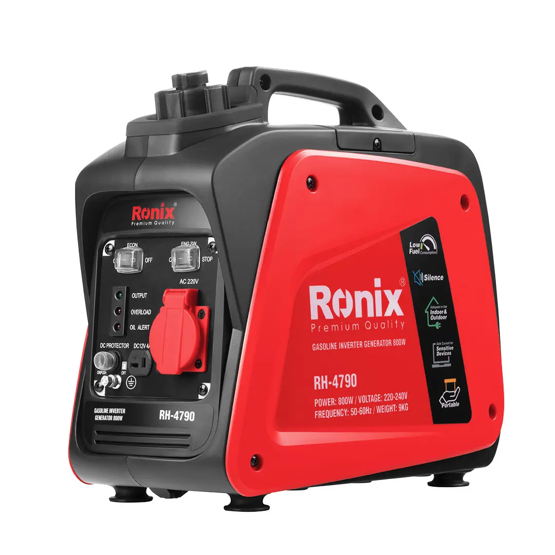 Ronix inverter portabel sunyi, dalam stok RH-4791 1200w generator daun portabel penggunaan rumah 12v 220v Generator Inverter bensin