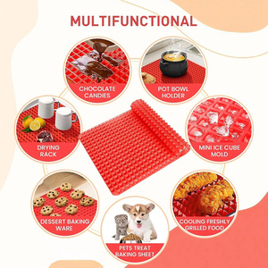 Factory Customize Trimmed Silicone Baking Mat Red Pyramid Cooking Sheet Pan Oven <b>Tray</b> Pastry - Product Image 6