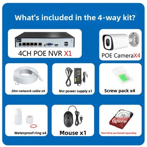 Kit de <span class=keywords><strong>surveillance</strong></span> CCTV 4 canaux POE NVR 8MP 4K HD avec caméra couleur vision nocturne extérieure type bullet et stockage sur disque dur - Product Image 2