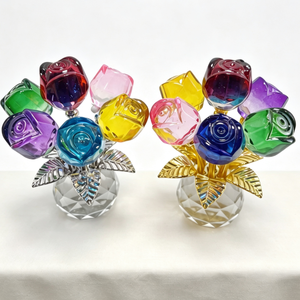 Adorno de Mesa de Cristal con Siete Cabezas de Rosa, Ideal para Regalos de San Valentín y Cumpleaños, Perfecto como Adorno de Cristal - Product Image 1