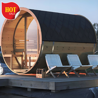 Grand sauna panoramique de luxe en plein air à bas prix Sauna au bois de cèdre pour 4-6 personnes Chauffage au bois