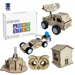 STEM remote control car kids solar educational toys wooden