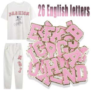 Parches de letras de hierro en chenilla con purpurina, bordado de letras del alfabeto, colorido, Diy, venta al por mayor - Product Image 2