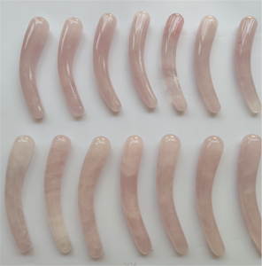 Yoni-consolador de cristal de cuarzo rosa natural curvo, masajeador de pene, placer, varita para sexo - Product Image 6