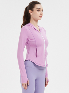 เสื้อแจ็คเก็ตออกกำลังกายสำหรับผู้หญิง น้ำหนักเบา ระบายอากาศได้ดี เป็นมิตรกับสิ่งแวดล้อม แห้งเร็ว มีฮู้ด เหมาะสำหรับวิ่งและโยคะ ชุดออกกำลังกายฤดูร้อน - Product Image 2