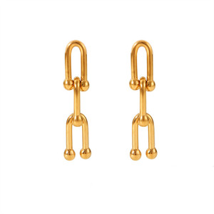 Conjunto de Joyería de Acero Inoxidable con Baño de Oro PVD, Diseño de Herradura en Forma de U, para Mujer, Regalo para Fiesta, Collar, Pulsera y Aretes - Product Image 6
