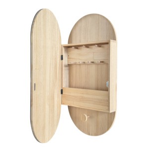 Hình bầu dục trượt phòng tắm Gương tủ phòng ngủ tường lưu trữ Tủ Gương tủ thuốc với khung gỗ đóng chậm - Product Image 2