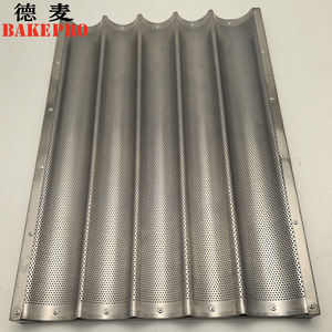 Bake Pro-Bandeja de aluminio antiadherente para hornear, bandeja de metal para <span class=keywords><strong>baguette</strong></span> ondulada de cuatro canales y cinco ranuras, para hornear comercial, para hornear - Product Image 1