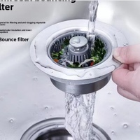 Évier de cuisine moderne en acier inoxydable poli, écologique, avec siphon anti-colmatage à ouverture rapide et filtre de retenue d'eau à pression