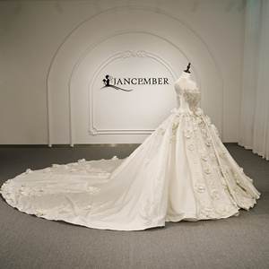 Vestido de Novia con Cuentas Gt26074, Corsé con Pedrería, Apliques Florales 3D, Vestido de Novia con Cola Larga, Jancember - Product Image 3