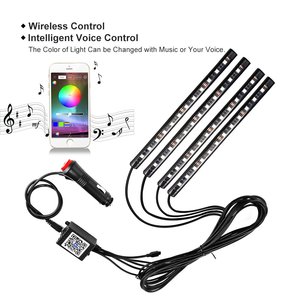 Lumière Ambiante Intérieure de Voiture HOLY APP Bande LED Néon Repose-Pieds Avec Télécommande Sans Fil USB <span class=keywords><strong>Musique</strong></span> Lampe Décorative Auto Ambiance - Product Image 1