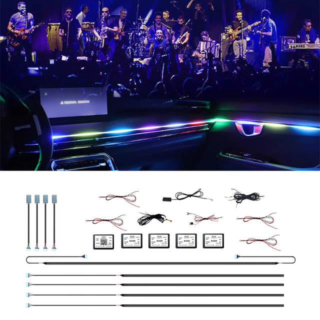New Style Car Ambient Light 10 in 1 Car Atmosphere Strip Ambient Lights Chasing Lights Ambient Neon El Wire Strip
