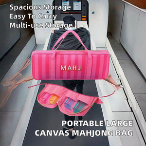 Bolsa de Almacenamiento Moderna para Mahjong Americano, con Diseño de Rayas y Letras, de Lona, para 4 Jugadores, Gran Capacidad, Multifuncional y Portátil - Product Image 2