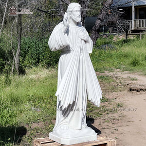 Estatua DE LA Divina Misericordia de Jesús con Rayos Radiantes de Luz Mármol Blanco Estilo Europeo para <span class=keywords><strong>Iglesia</strong></span> o Jardín - Product Image 4