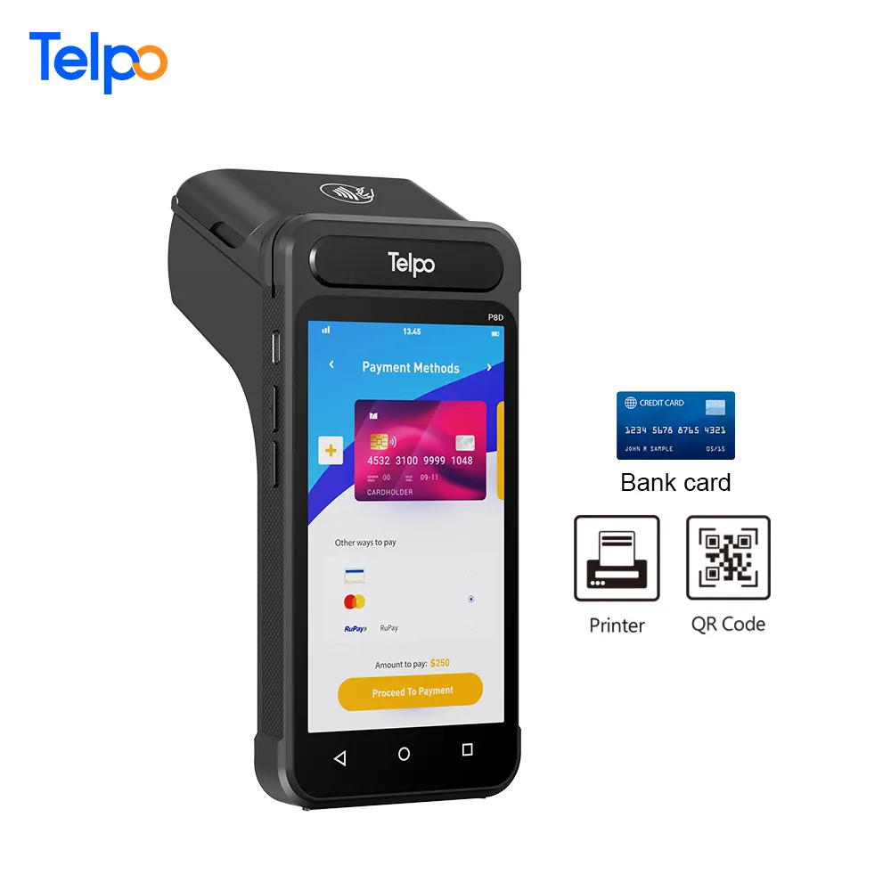 Telpo 4g mobil el kredi kartı hepsi bir arada android akıllı pos terminali