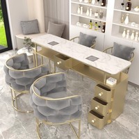Ensemble table et chaise de manucure moderne minimaliste en métal élargi 45, avec rangement, mobilier de salon de luxe multifonctionnel