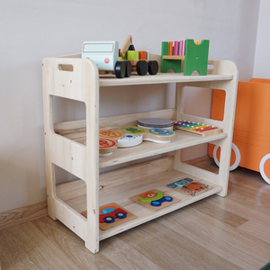 Estantería de madera de estilo nórdico Montessori para niños, estantería de <span class=keywords><strong>3</strong></span> estantes con almacenamiento de juguetes, muebles de biblioteca escolar - Product Image 1