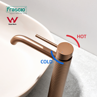 Robinet de lavabo haut de gamme Frascio en laiton chromé et acier inoxydable 304, design moleté, montage sur plan, pour salle de bain moderne