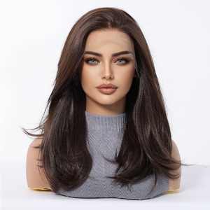 Offre Spéciale – Perruque complète 13*6 grande surface, naturelle et respirante, pour <span class=keywords><strong>femme</strong></span>, avec frange en forme de huit, <span class=keywords><strong>cheveux</strong></span> longs et raides noir-brun – Direct Usine - Product Image 5