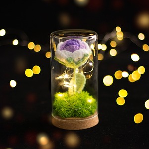 Rosa de punto hecha a mano con hilo, producto terminado, flor simulada, pequeña luz nocturna, decoración de escritorio. - Product Image 6