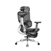 Chaise ergonomique à dossier dynamique en maille avec appuie-tête 4D, accoudoirs 5D en PU, repose-pieds réglable, pivotante - Idéale pour le bureau à domicile