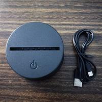 Base de veilleuse 3D directe d'usine, lampe à LED acrylique RVB tactile et à télécommande avec base rechargeable USB pour lampe de table bricolage