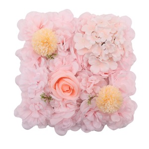 Mur de fleurs artificielles carré rose clair en soie, accessoires de photographie de mariage réutilisables - Product Image 4