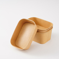 Boîte à emporter carrée robuste en papier kraft imperméable, contenants alimentaires jetables pour gelée, pâtes, riz, sushis, en-cas, restaurants, traiteurs
