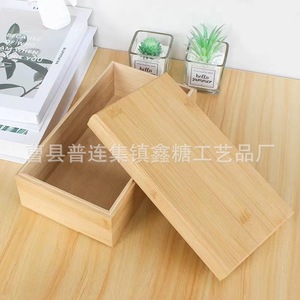 กล่องไม้ไผ่และไม้ทรงสี่เหลี่ยมผืนผ้า 18x14x7 ซม. ฝาบนและฝาล่างทำจากไม้เนื้อแข็ง สำหรับใส่เครื่องประดับ ชา ของขวัญ บรรจุภัณฑ์ตั้งโต๊ะ - Product Image 3
